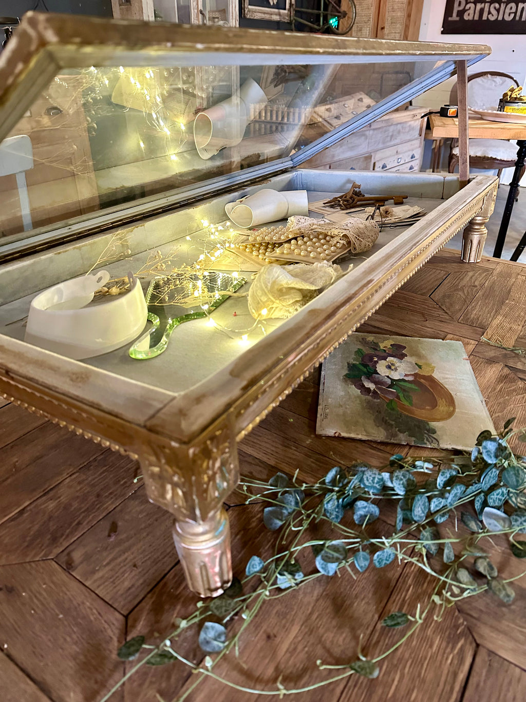 Ancienne vitrine de magasin à poser
